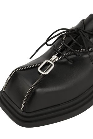 Concert Outfit Punk Personality Zipper Design Leather Shoes