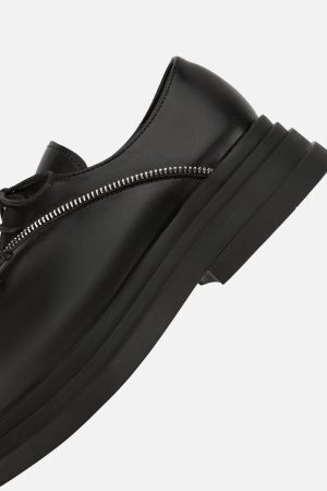 Concert Outfit Punk Personality Zipper Design Leather Shoes