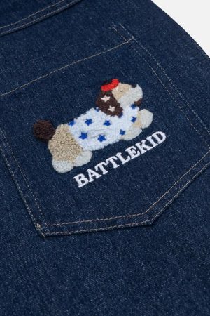 Concert Outfit Puppy Embroidered Jeans