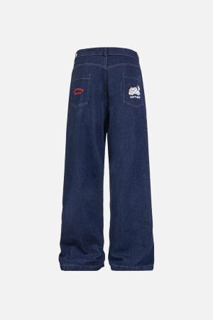 Concert Outfit Puppy Embroidered Jeans