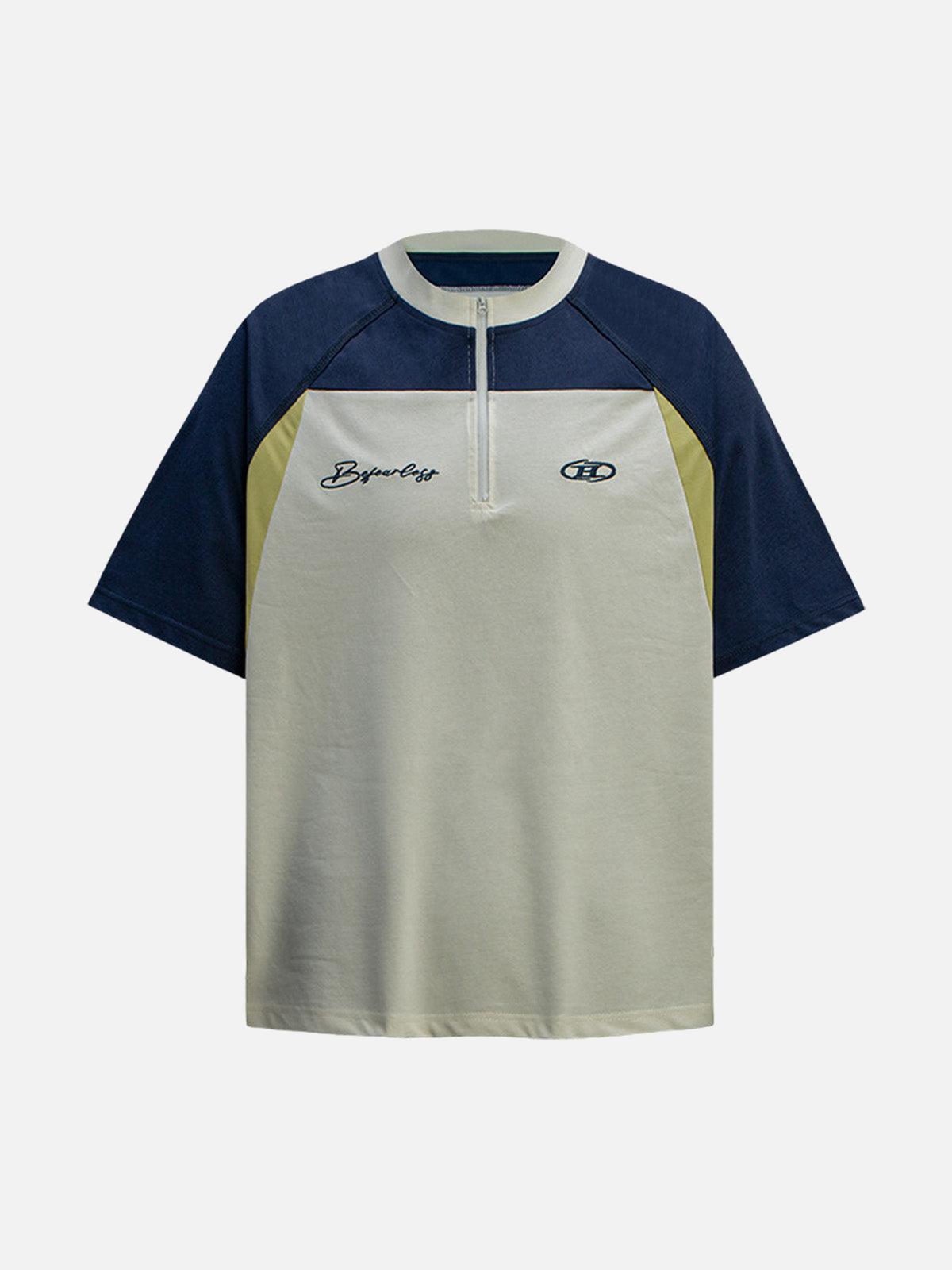 Concert Outfit Quick-Dry Contrast Color Quarter Zip Up T-Shirt Concert Outfit Quick-Dry Contrast Color Quarter Zip Up T-Shirt