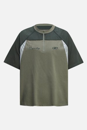 Concert Outfit Quick-Dry Contrast Color Quarter Zip Up T-Shirt