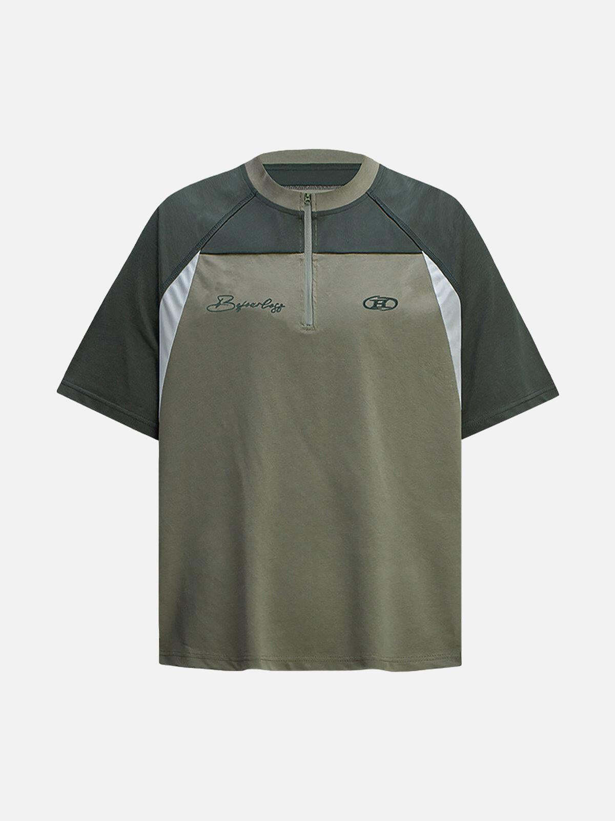 Concert Outfit Quick-Dry Contrast Color Quarter Zip Up T-Shirt Concert Outfit Quick-Dry Contrast Color Quarter Zip Up T-Shirt