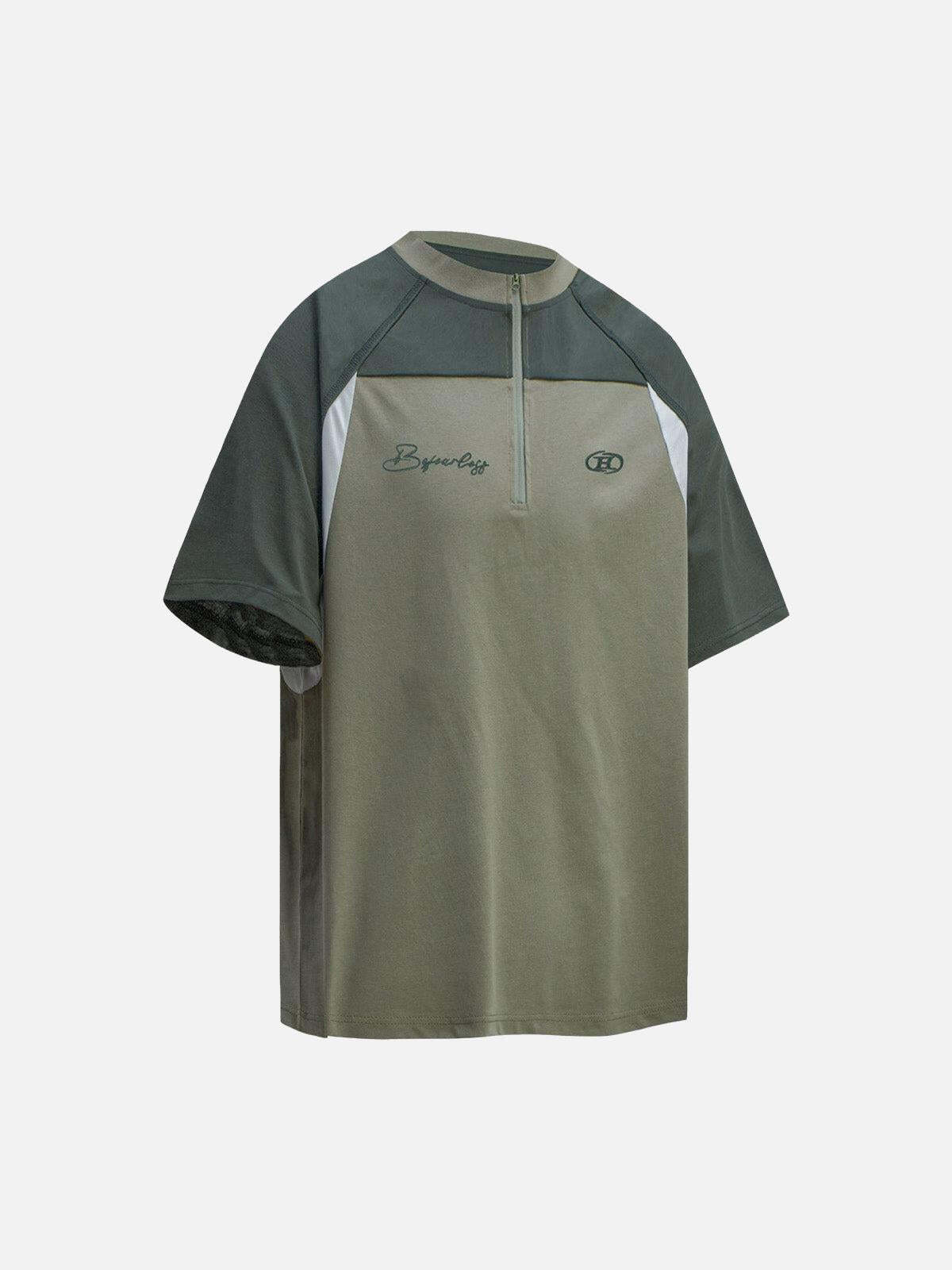 Concert Outfit Quick-Dry Contrast Color Quarter Zip Up T-Shirt Concert Outfit Quick-Dry Contrast Color Quarter Zip Up T-Shirt