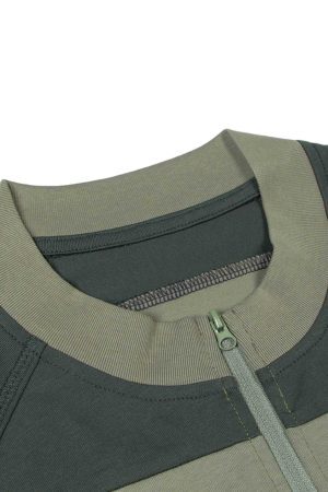 Concert Outfit Quick-Dry Contrast Color Quarter Zip Up T-Shirt