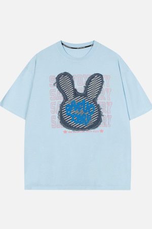 Concert Outfit Rabbit Embroidery Print Tee