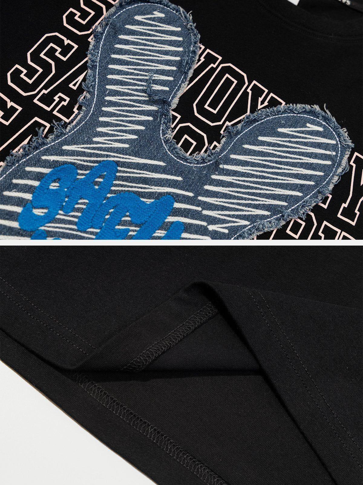 Concert Outfit Rabbit Embroidery Print Tee Concert Outfit Rabbit Embroidery Print Tee