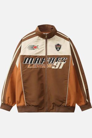 Concert Outfit Racing Embroidered Patchwork Jacket
