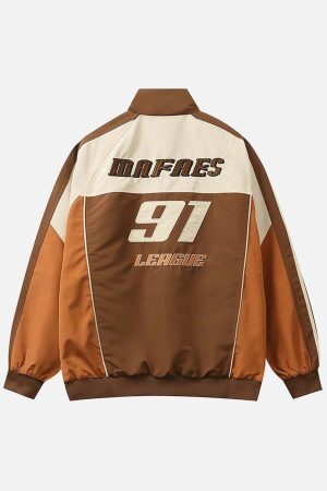 Concert Outfit Racing Embroidered Patchwork Jacket