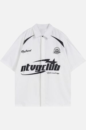 Concert Outfit Racing Style Oversized Short Sleeve Shirt