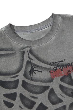 Concert Outfit Raggedy Design Spider Web Graphic Vest