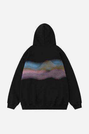 Concert Outfit Rainbow Musical Notes Embroidered Hoodie