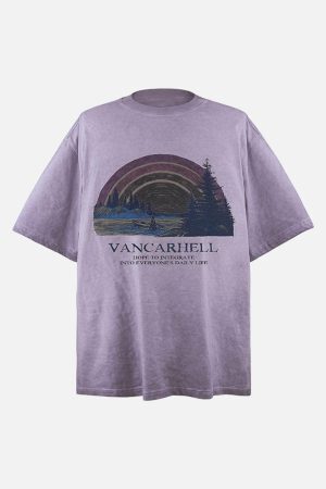 Concert Outfit Rainbow Print Crew Neck T-Shirt