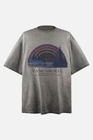 Concert Outfit Rainbow Print Crew Neck T-Shirt