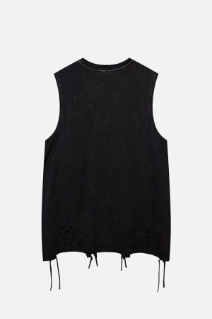 Concert Outfit Raw Edge Butterfly Print Vest