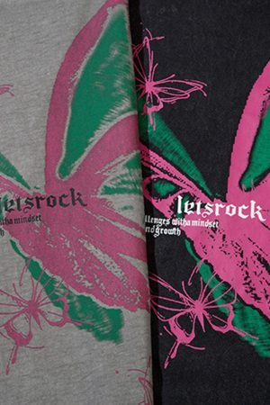 Concert Outfit Raw Edge Butterfly Print Vest