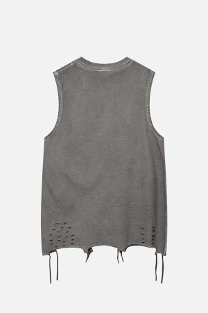 Concert Outfit Raw Edge Butterfly Print Vest