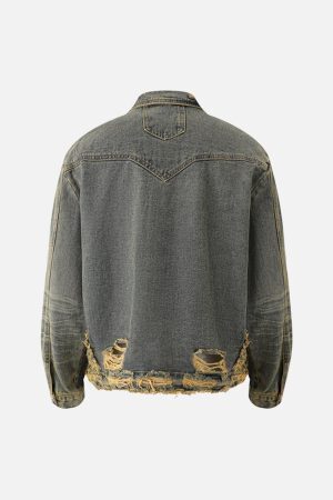 Concert Outfit Raw Edge Distressed Denim Jacket