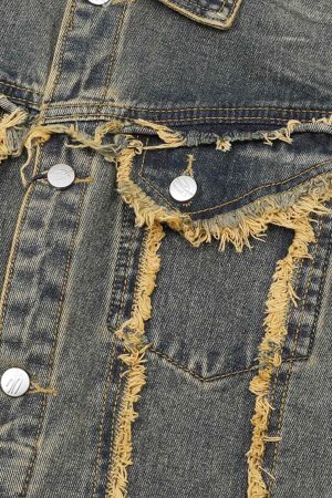 Concert Outfit Raw Edge Distressed Denim Jacket