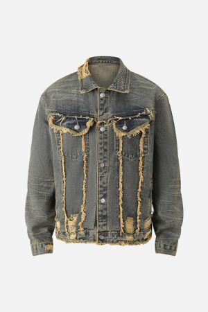 Concert Outfit Raw Edge Distressed Denim Jacket