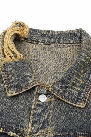 Concert Outfit Raw Edge Distressed Denim Jacket