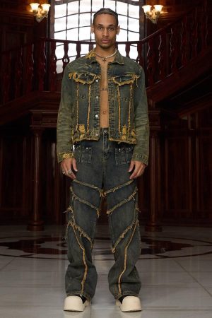 Concert Outfit Raw Edge Distressed Denim Jacket