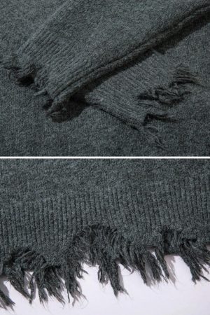 Concert Outfit Raw Edge Half-Zip Knitted Sweater