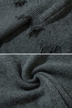 Concert Outfit Raw Edge Half-Zip Knitted Sweater