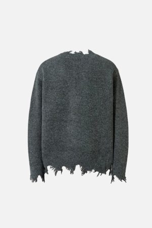Concert Outfit Raw Edge Half-Zip Knitted Sweater
