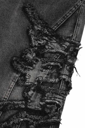 Concert Outfit Raw Edge Patch Straight Jeans