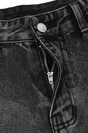 Concert Outfit Raw Edge Patch Straight Jeans