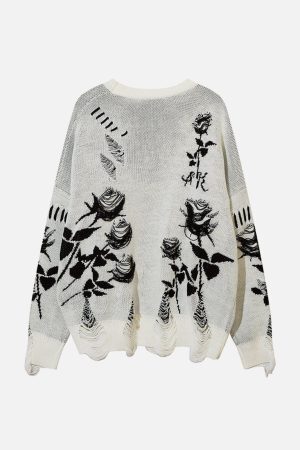 Concert Outfit Raw Edge Rose Sweater