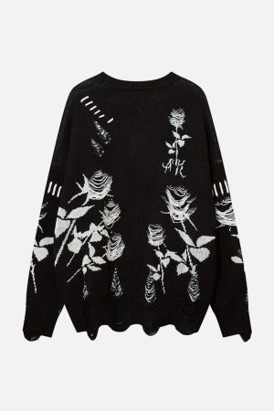 Concert Outfit Raw Edge Rose Sweater