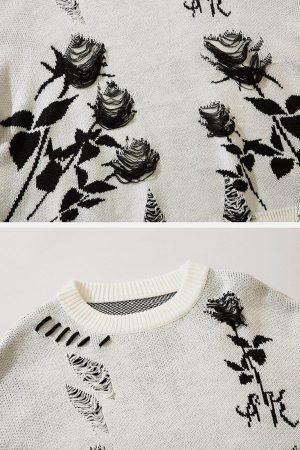 Concert Outfit Raw Edge Rose Sweater