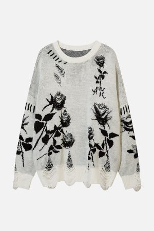 Concert Outfit Raw Edge Rose Sweater