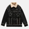Concert Outfit Raw Edge Star Embroidered Fleece Jacket