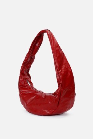 Concert Outfit Red Faux Leather Diagonal Bag