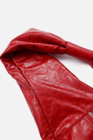 Concert Outfit Red Faux Leather Diagonal Bag