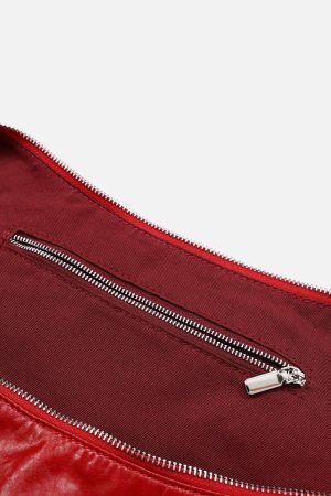 Concert Outfit Red Faux Leather Diagonal Bag