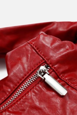 Concert Outfit Red Faux Leather Diagonal Bag