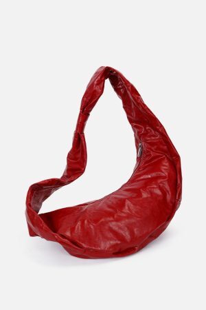 Concert Outfit Red Faux Leather Diagonal Bag