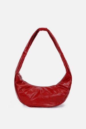 Concert Outfit Red Faux Leather Diagonal Bag