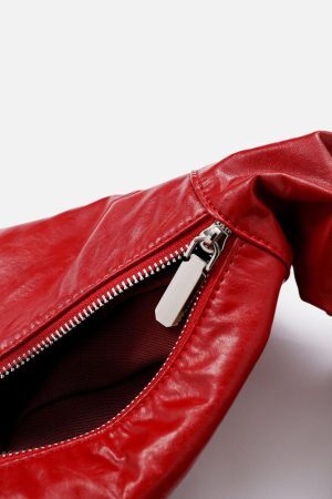 Concert Outfit Red Faux Leather Diagonal Bag
