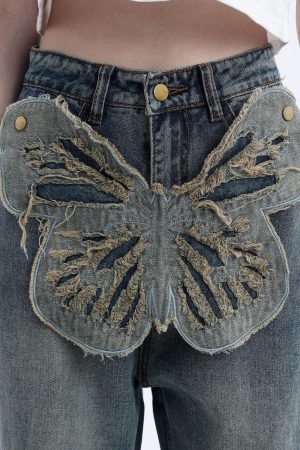 Concert Outfit Removable Butterfly Loose Jeans