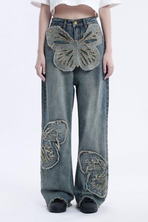 Concert Outfit Removable Butterfly Loose Jeans