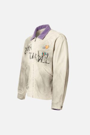 Concert Outfit Retro Badge Dirty Dye Detroit Jacket