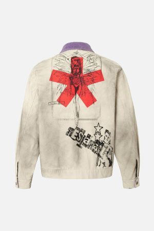 Concert Outfit Retro Badge Dirty Dye Detroit Jacket