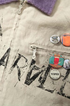 Concert Outfit Retro Badge Dirty Dye Detroit Jacket