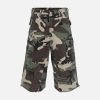 Concert Outfit Retro Camouflage Whisker Raw Edge Cropped Shorts