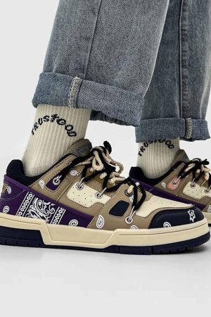 Concert Outfit Retro Cashew Flower Board Casual Shoes